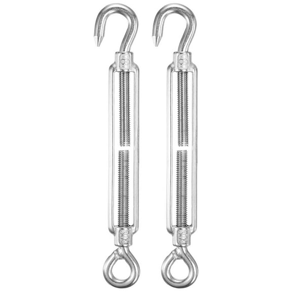 Uxcell 2-Pack Turnbuckle Hook and Eye, M8 Stainless Steel Heavy Turnbuckles Wire Rope Tension Adjustable Tension