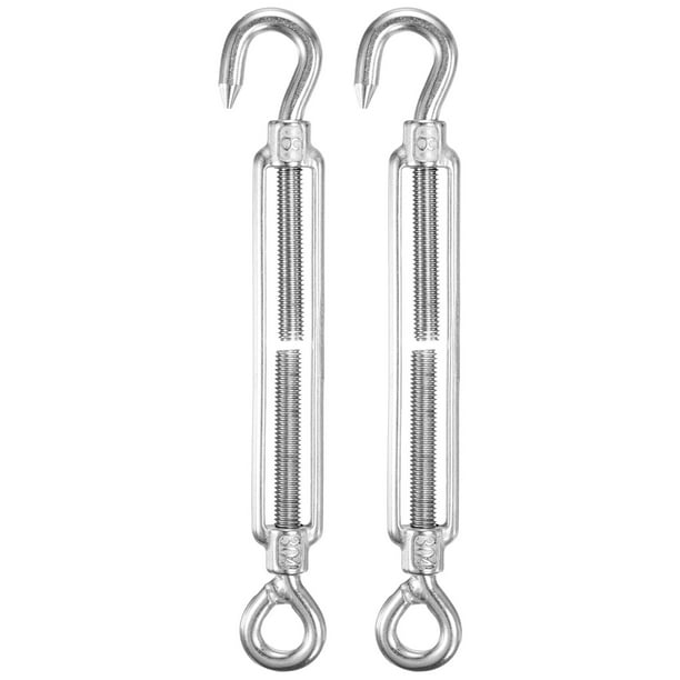 Uxcell 2-Pack Tensor Gancho y Ojo, Tensores de Acero Inoxidable M8 Pesados Ajustables para Cuerda