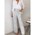 thumbnail image 4 of Conjunto de Dos Piezas para Mujer, con Estampado Geométrico, Pantalones de Cintura Alta y Camisa Sencilla. Gris L, 4 of 7