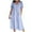 C1-Light Blue359, variant on Womens Solid Color Midi Dress Surplice V Neck Three Quarter Sleeve Tiered Hem Side Pockets Travel Long Dress