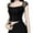 Black, variant on OSOLU Solid Color Gothic Clothing Women Square Neck Short Sleeve Cropped Tops Shirts Lovely Dailywear