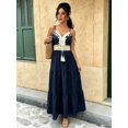 thumbnail image 3 of Womens Blue Spaghetti Strap Maxi Dress With Lace And Tassel Detail, 3 of 7