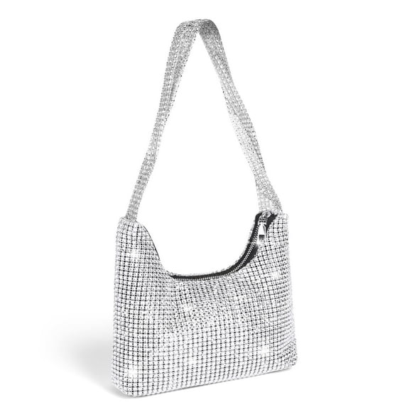 Silver Purse Rhinestone Purse Silver Clutch Sparkly Purse Evening Bag