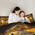 thumbnail image 4 of Manfei Gaming Twin Bedding Sets 7-Piece,Stereoscopic Geometric Grid Bedding Comforter Set,Gold Black Sheet Sets For Boy,Microfiber Room Decor,Reversible, 4 of 8