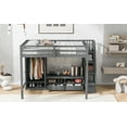 thumbnail image 4 of Bed Frame Full Size Loft Bed Frame with Wardrobe, Low Storage Table and Storage Staircase, Gray, 4 of 8