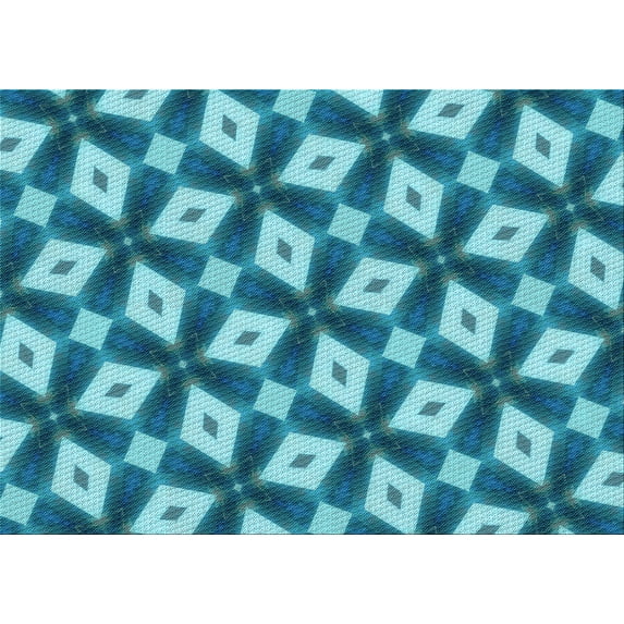 Ahgly Company Indoor Rectangle Patterned Dark Cyan Green Area Rugs, 2' x 5'