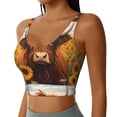 thumbnail image 2 of Fotbe Countryside Sunflower Cow Sujetador Deportivo Largo sin Aros para Mujer con Almohadillas y Soporte Medio, Transpirable y Absorbente, Camiseta Tipo Chaleco o Tank Top-Medium, 2 of 8