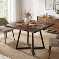 thumbnail image 4 of 31.5 Inch Square Dining Table, Industrial Style Small Kitchen Table With Sturdy Black Metal Base, Space-Saving Dinner Table For 2-4 People, Brown Finish For Rustic Home Decor, 4 of 7