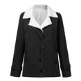 thumbnail image 4 of Fleece Winter Coat for Women Sherpa Lined Warm Plus Size Button Down Lapel Collar Long Sleeve Casual Jacket, 4 of 5