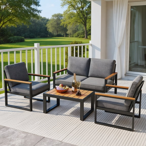YYAo Outdoor Dining Chairs, Patio Kitchen Dining Room Chairs,Patio Aluminum Sofa Modern Armchairs Set of 2 for Balcony-Grey