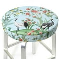 thumbnail image 3 of Kll Chinoiserie Floral Palm Tree Round Bar Chair Cushion Cover 13 Inch,Bar Stool Protector With Elastic, Soft Washable, 3 of 7