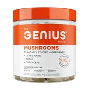 The Genius Brand Genius Lions mane - Plant-Based Supplement for Immune, Focus & Energy Support - Lion's Mane, Cordyceps & Reishi - Organic & Non-GMO - 90 Veggie Capsules