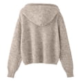 thumbnail image 4 of YMNXA Women'S Hooded Sweater Long Sleeve Drawstring Solid Color Knitted Soft Comfortable Loose Fit Pullover For Daily Wear Khaki One Size, 4 of 5