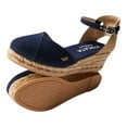 thumbnail image 3 of Pubol Canvas Espadrille Wedges - Navy Blue / 9, 3 of 6