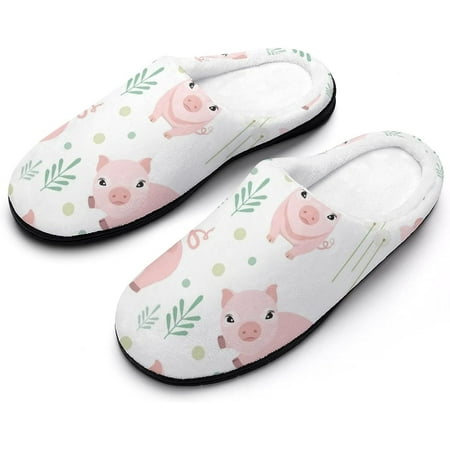 

Pink Cute Lazy Pig Women s Cotton Slippers Funny Printed Non Skid Rubber Soles