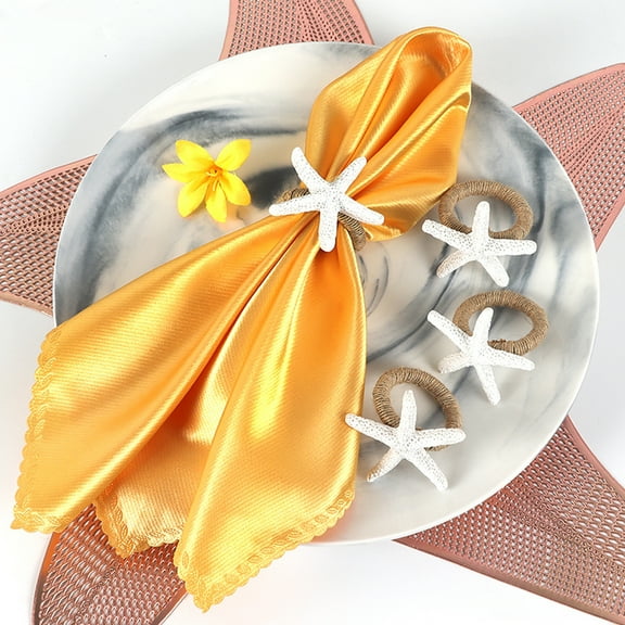 Yesbay 6 Pcs Napkin Rings Starfish Shape Reusable Ocean Theme Weddings Dinners Banquets Nautical Party Decoration Napkin Holders