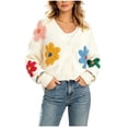 thumbnail image 2 of Luivaraty Cardigan Sweaters for Women Knitted Fllowers Sweater Soft Warm Round Neck Fall Winter Button Down Sweaters, S-XL, 2 of 6