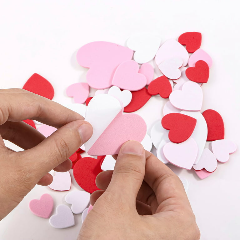 VerPetridure 300 Pieces Foam Heart Foam Adhesive Hearts Stickers Mother's  Day Valentine's Day Foam Heart Stickers for Arts Craft, Mother's Day Cards  
