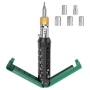 TMWEFUSC 14 in 1 Multi Bit Ratchet Screwdriver 180° Pivoting Magnetic Non Slip Handle for Automotive Home Maintenance