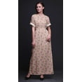 thumbnail image 2 of Bimba Rayon Buds & Lotus Floral Smocked Waist Printed Gown Maxi Side Slit LadiesÂ&nbsp;Dress-Small, 2 of 6