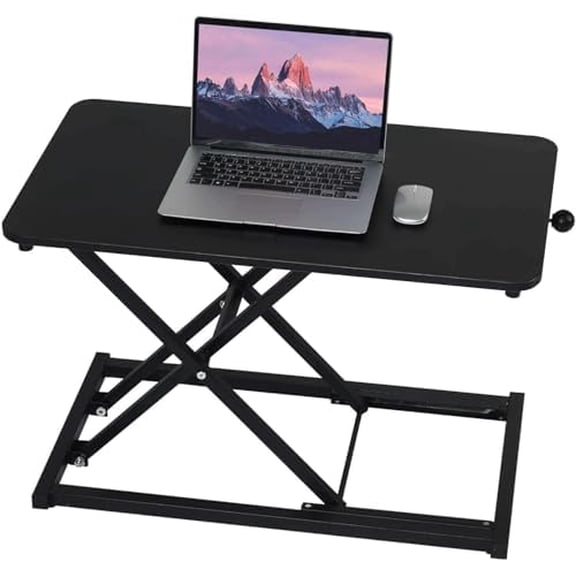Standing Desk Converter Adjustable Height ,Keyboard Riser for Stand Up Desk Riser ,Computer Keyboard Stand for Desktop ,Computer Workstations for Home Office Black Size 23.6 Inch