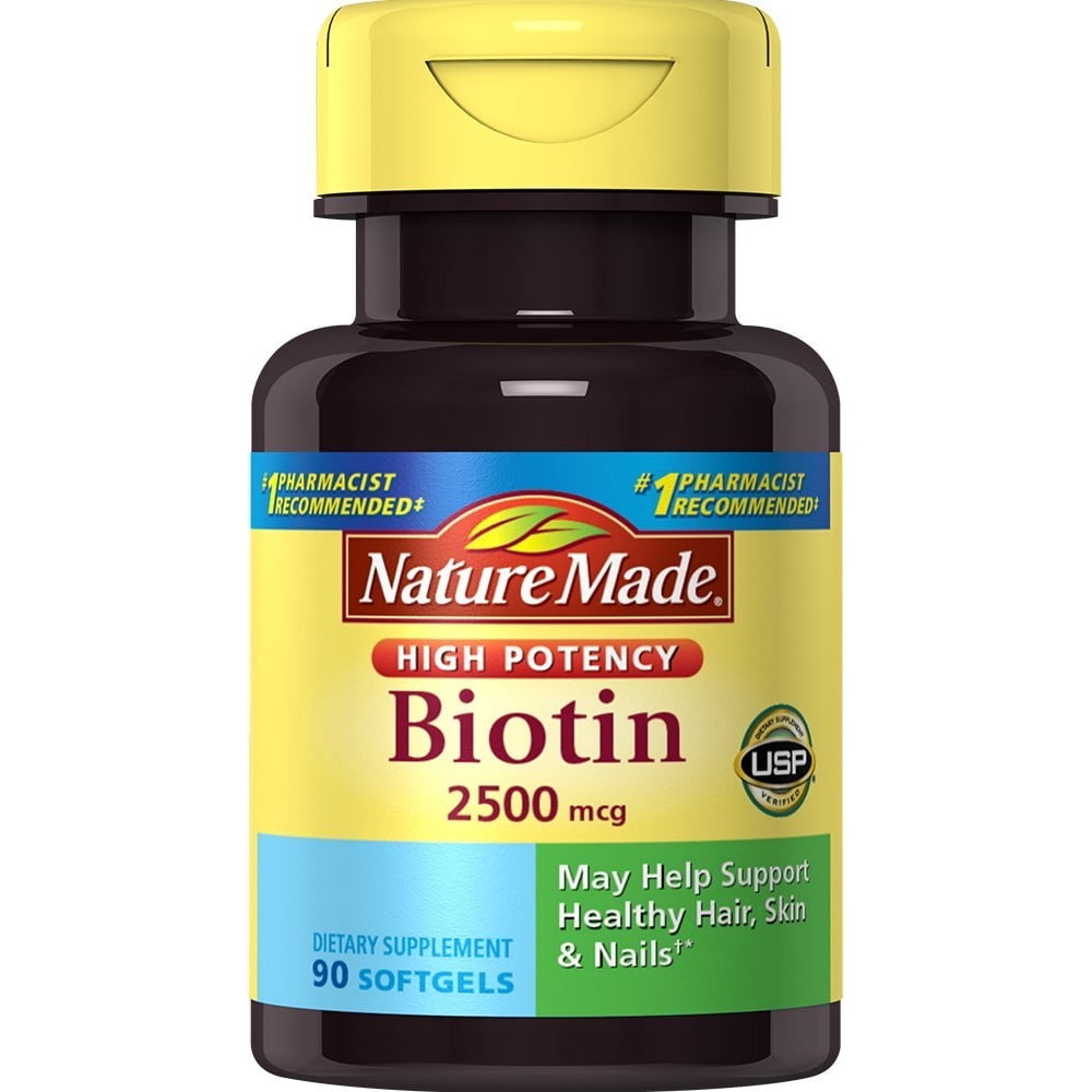 Nature Made High Potency Biotin (B7) 2500 mcg. Softgels 90 Ct Walmart