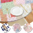 thumbnail image 4 of Pioneer Flower Floral Print Pattern Round Fitted Tablecloth with Elastic Edge,Dining Table Cover Waterproof,Outdoor Round Tablecloth for Camping,Dining,Indoor and Outdoor, 4 of 7
