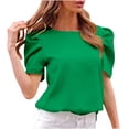 thumbnail image 1 of Yuyuzo Blouses pour Femmes Élégantes Décontractées Manches Courtes Bouffantes Col Rond Haut de Travail, 1 of 3