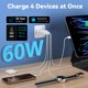 thumbnail image 2 of Bloque de carga USB C, 60 W, 4 puertos, tipo C, carga rápida, paquete de 2, 2 of 7