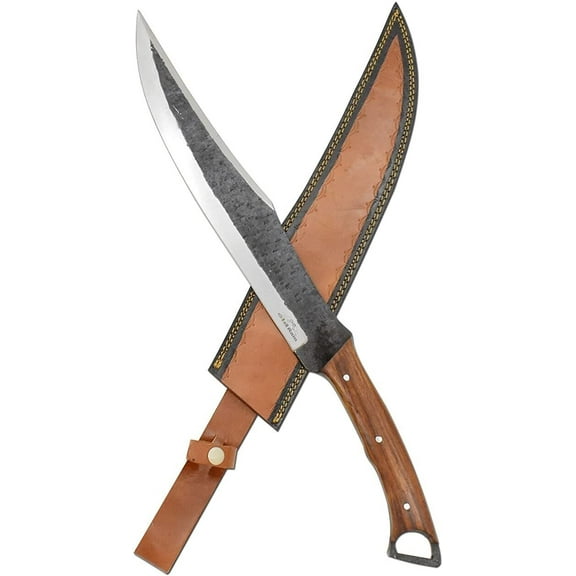 22.5" Fixed Machete High Carbon Steel Blade Black Wood Handle