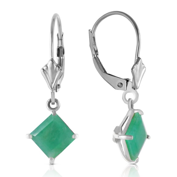 Galaxy Gold 2.9 Carat 14K Solid White Gold Smooth Talk Emerald Earrings