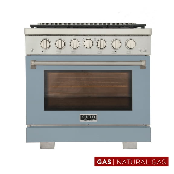 Professional 36-in Natural Gas Range in Light Blue with True Simmer Burners