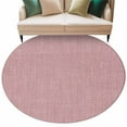 thumbnail image 2 of Nude Pink 5ft Round Rug, Farmhouse Burlap Solid Pink Color Modern Linen Texture Non-Skid Rubber Backing Large Area Rugs - Living Room Bedroom Home Office, Indoor Floor Mat Carpets Washable Rug, 2 of 9