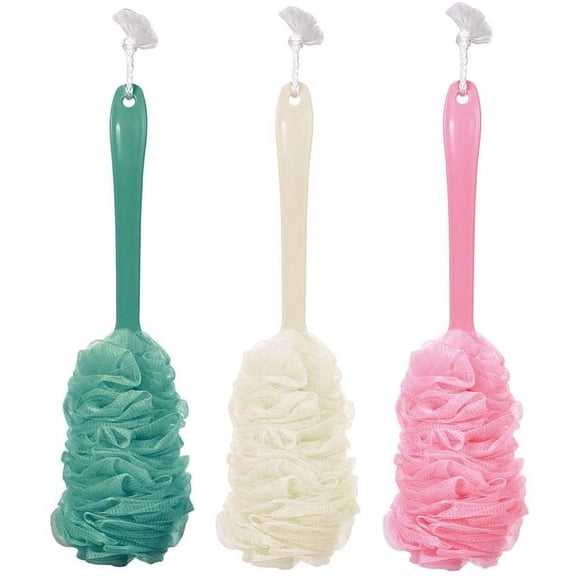 3 Pack Sponge Bath Brush,Long Handle Loofah Bath Exfoliating Brush for Men Women Shower Body Cleaning
