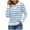 Blue, variant on Kaemgyyd Tops for Women Trendy V Neck Long Sleeve Loose Stripe Sweaters Casual Fashion Lapel Knit Pullover Fall Clothes