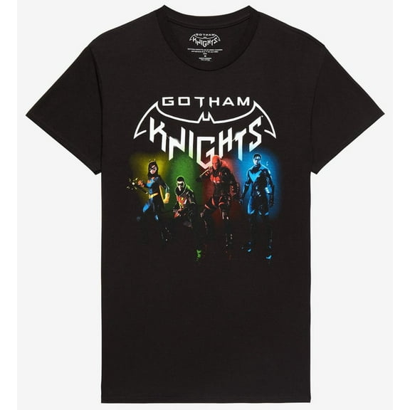 DC Comics Men's T-Shirt Gotham Knights Characters Short Sleeve Crewneck Tee (X-Small, Black)