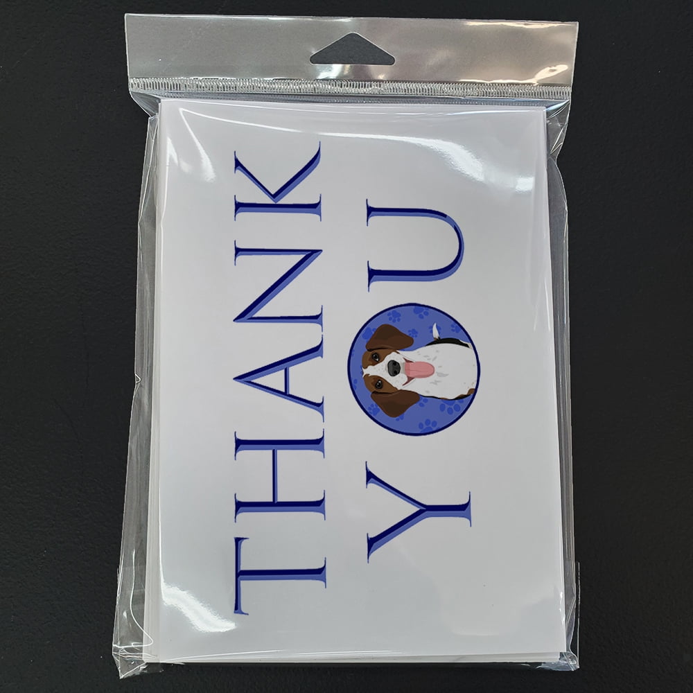 Beagle Tricolor Red Ticked #3 Thank You Greeting Cards and Envelopes Pack of 8 7 in x 5 in