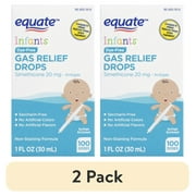 (2 pack) Equate Infants Dye-Free Simethicone Gas Relief Drops, 20 mg, 1 fl oz, Compare to Infants' Mylicon® Drops Active Ingredient