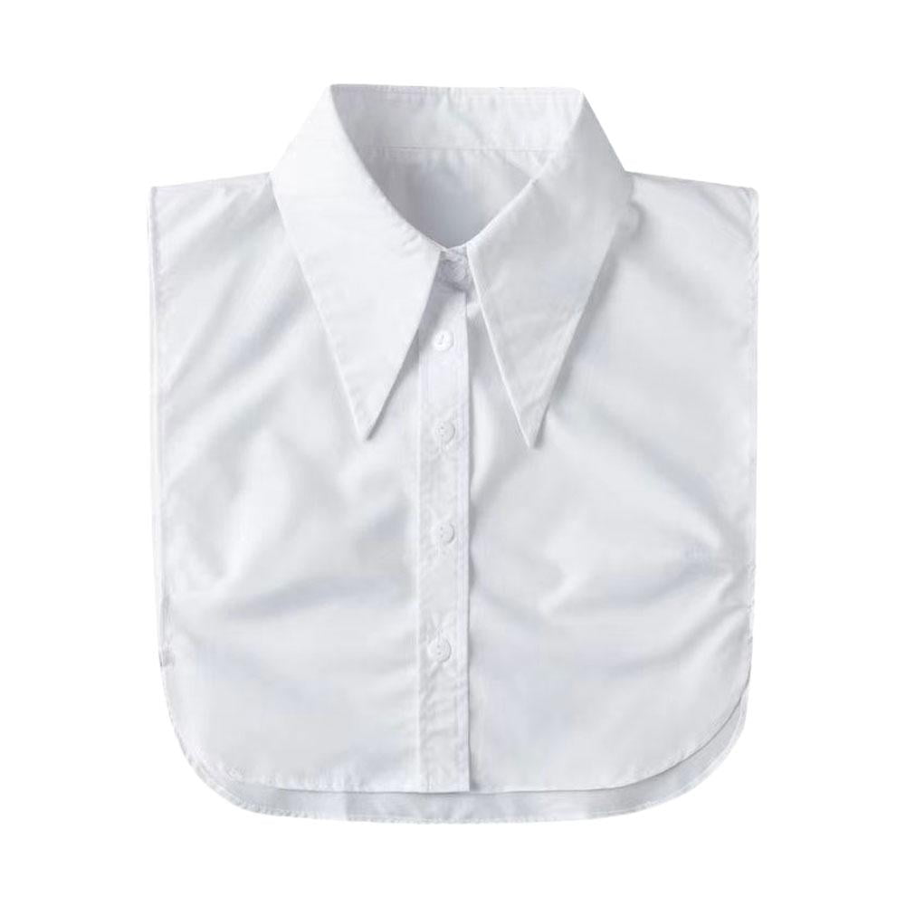 long-pointed-flat-dickey-collar-false-faux-cotton-half-shirt-blouse