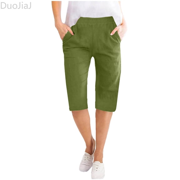 DuoJiaJ Women MId Pants Wide Leg Casual Pants With Pockets Lightweight High Elastic Waist Loose Trousers Women's Wide Leg Pants Green L