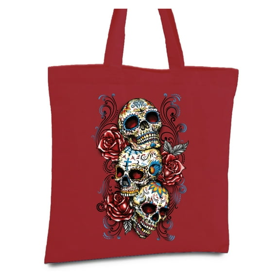Awkward Styles Three Sugar Skull Tote Bag Skull Bags Skull Gifts for Day of the Dead Skull Accessories Gothic Gifts for He Dia de Los Muertos Accessories