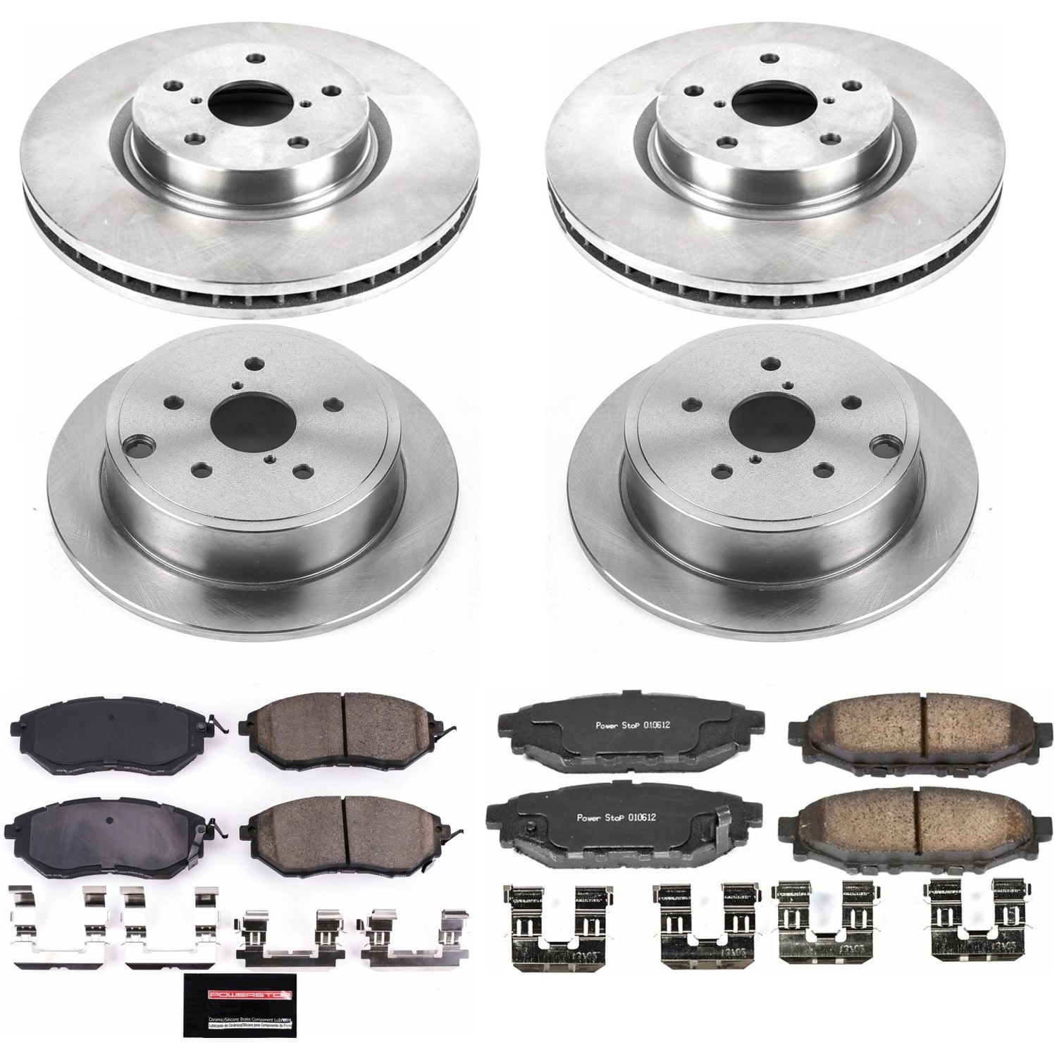 PowerStop Front and Rear Stock Replacement Brake Pad and Rotor Kit Fits: SUBARU Select Models KOE6932