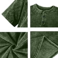 thumbnail image 6 of GrmtClth Denim Shirts for Men 2026 Distressed Washed Short Sleeve Tee Breathable Henley Top Daily Button Blouse Army Green 3XL, 6 of 8