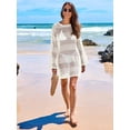 thumbnail image 6 of SOMER Swimsuit Cover Up for Women Long Sleeve Crochet Swimsuit Summer Bathing Suit Bikini Swimwear Mesh Knit Beach, 6 of 10