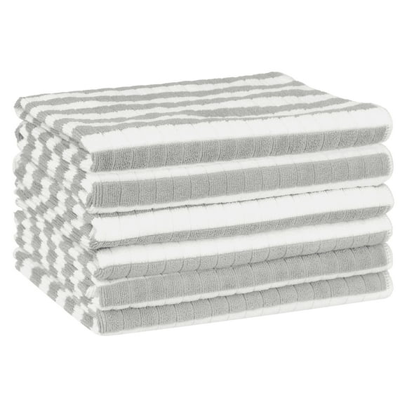 REGALWOVEN 6Pcs Toallas de Cocina Extra Grandes Rayas Toallas de Platos para Cocina Gris 6