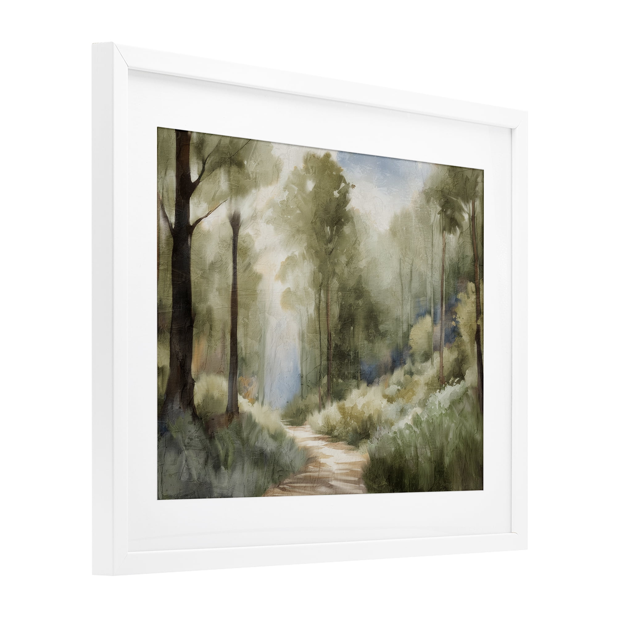 Hazy Atmospheric Walk White Framed Print Under Glass, design by Kim Allen