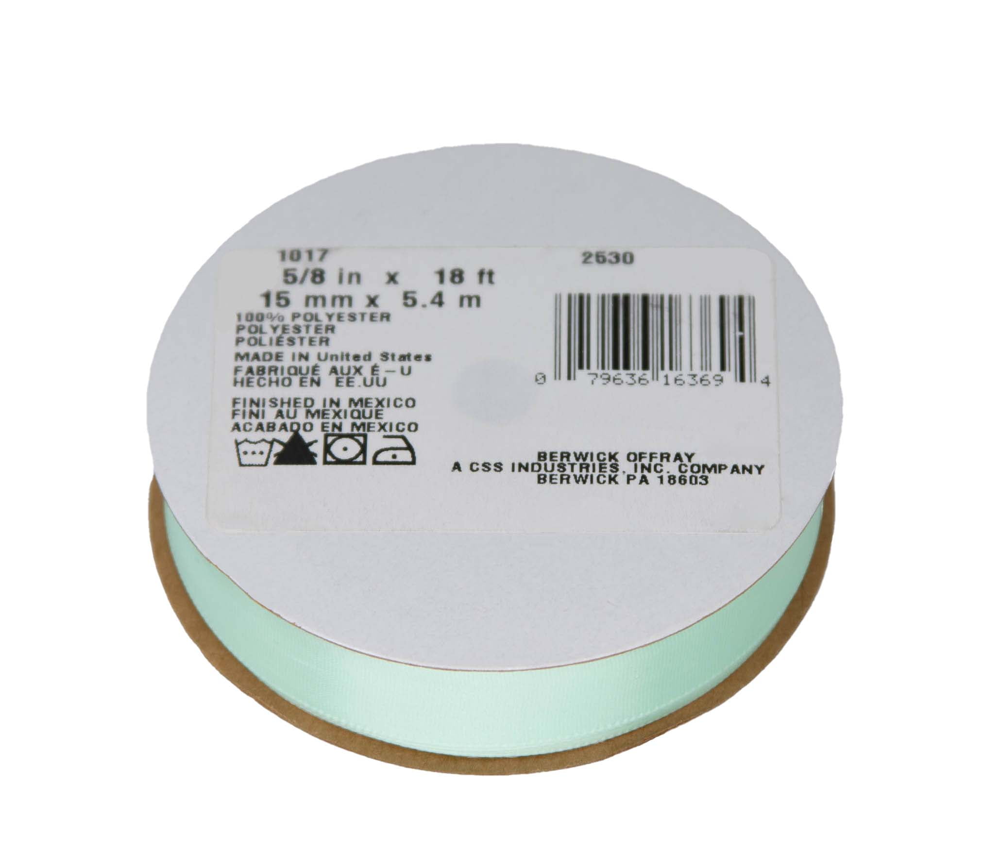 (3 pack) Offray Ribbon, Mint Green 5/8 inch Single Face Satin Polyester Ribbon, 18 feet