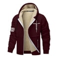 thumbnail image 6 of Mens Jesus Hoodies Fleece Lined Christian Zip Up Cross Thick Heavyweight Jackets Winter Warm Dark Gray XXL, 6 of 8