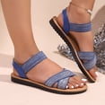 thumbnail image 2 of Beach Sandals For Women Glitter Criss-Cross Strap Elastic Ankle Back Open Toe Summer Casual Non-Slip Vacation Shoes (6.5, Navy), 2 of 9