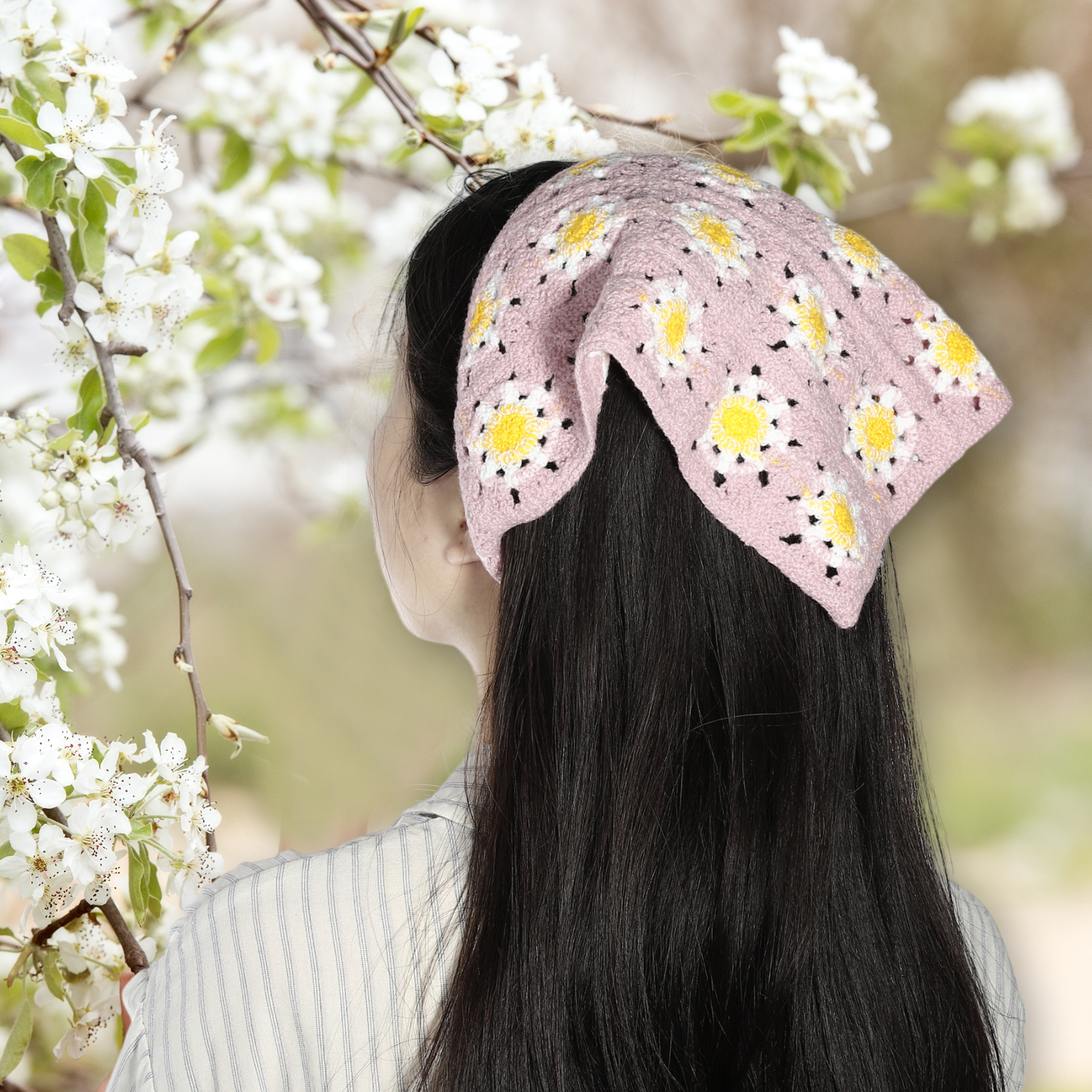 Unique Bargains 2pcs Knitted Head Kerchief for Hair Styling Decor Pink,Purple